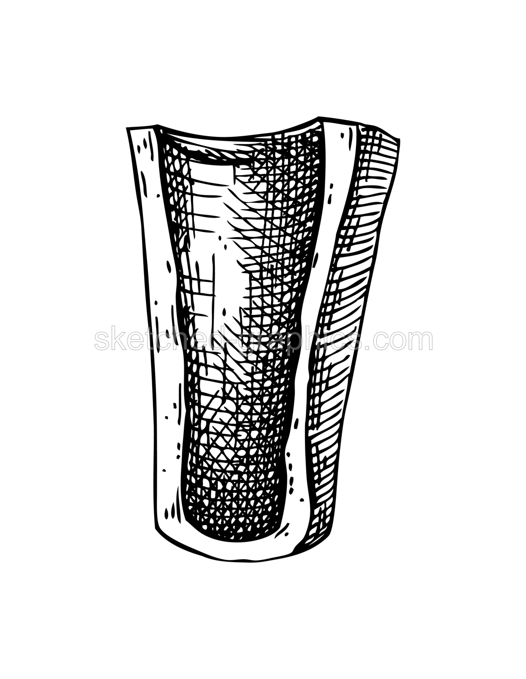 Slice of big marrowbone with meat sketch. Cooked bone isolated on white background. Hand drawn healthy food illustration for butchery, recipes, menu in vintage style.  Illustration